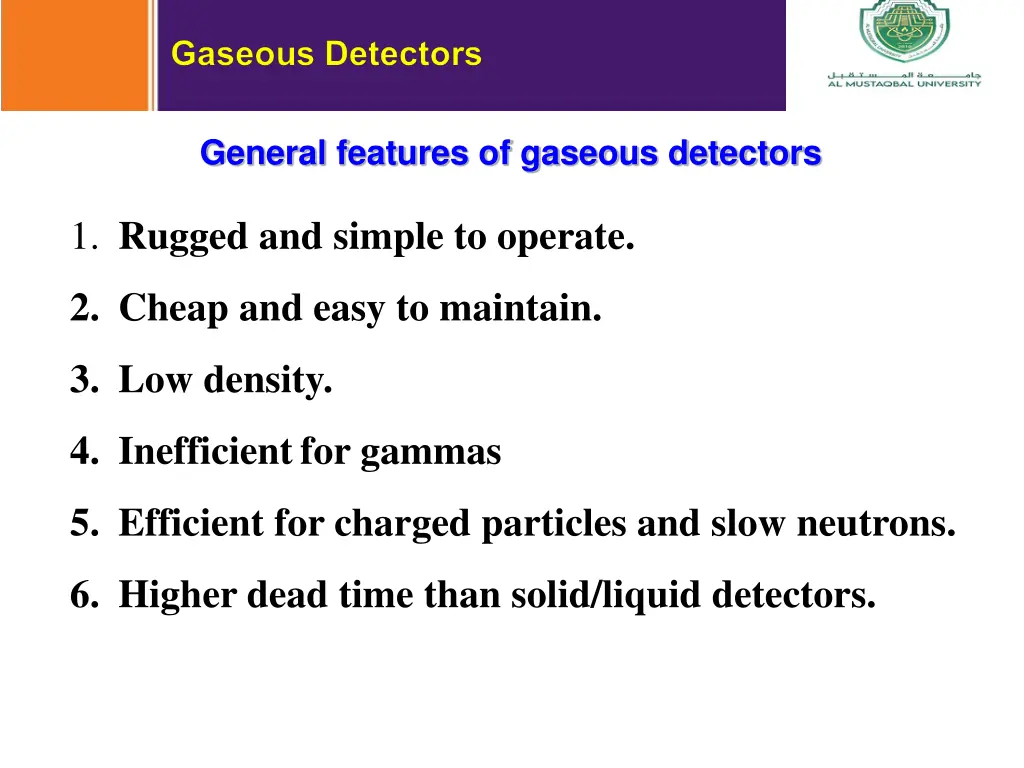 general features of gaseous detectors