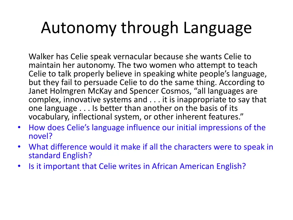 autonomy through language