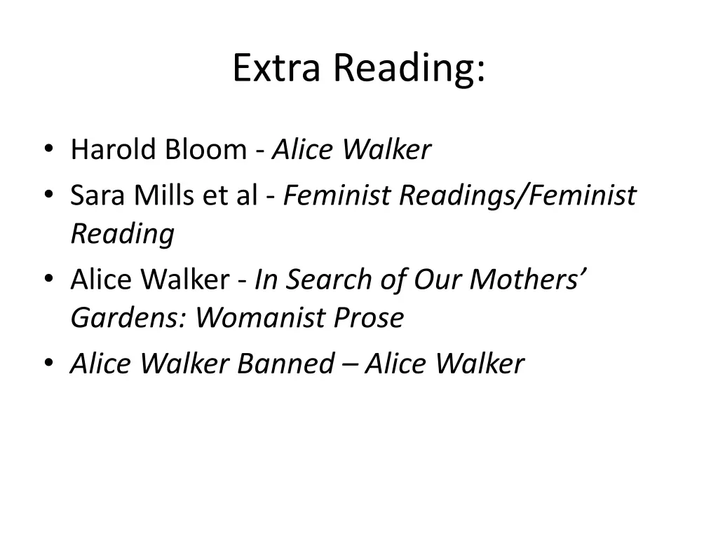 extra reading