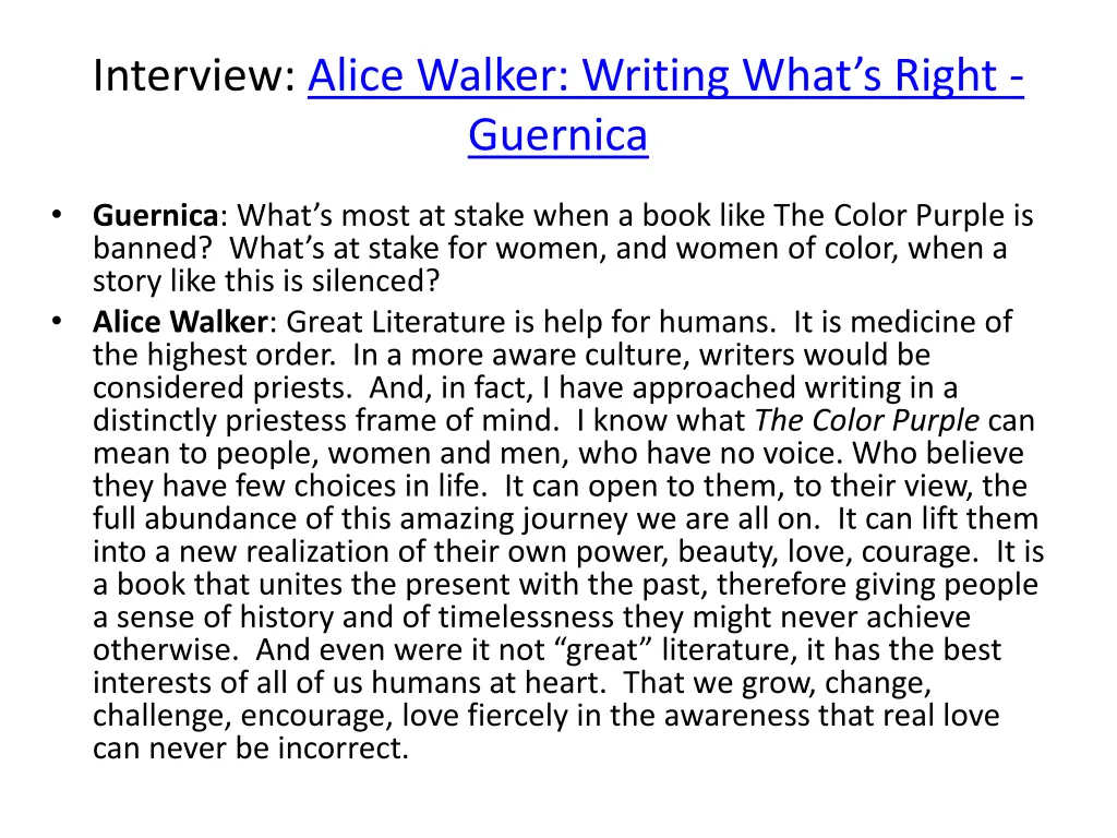interview alice walker writing what s right