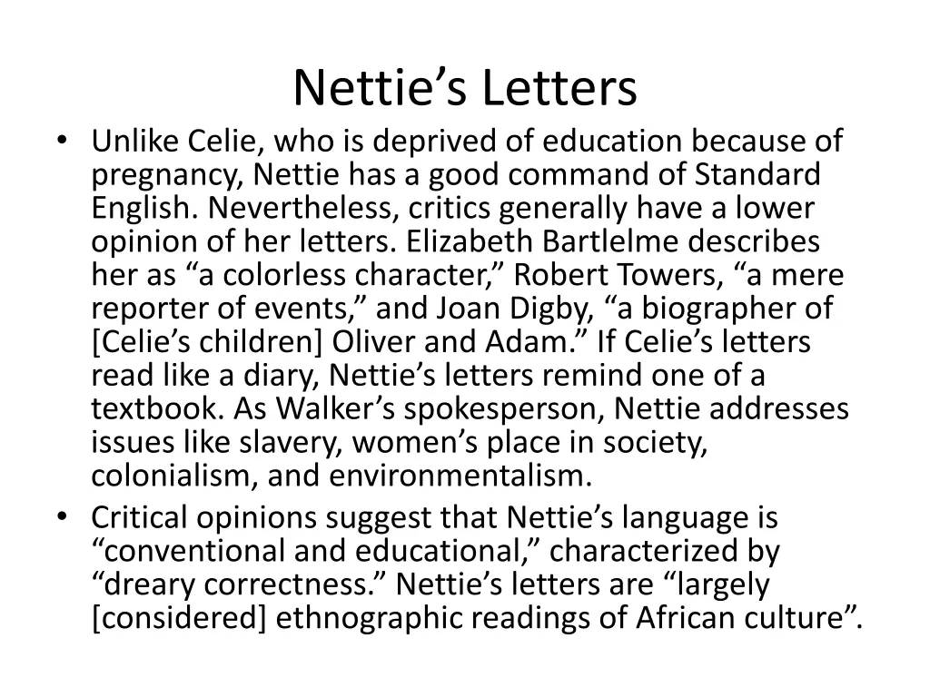 nettie s letters