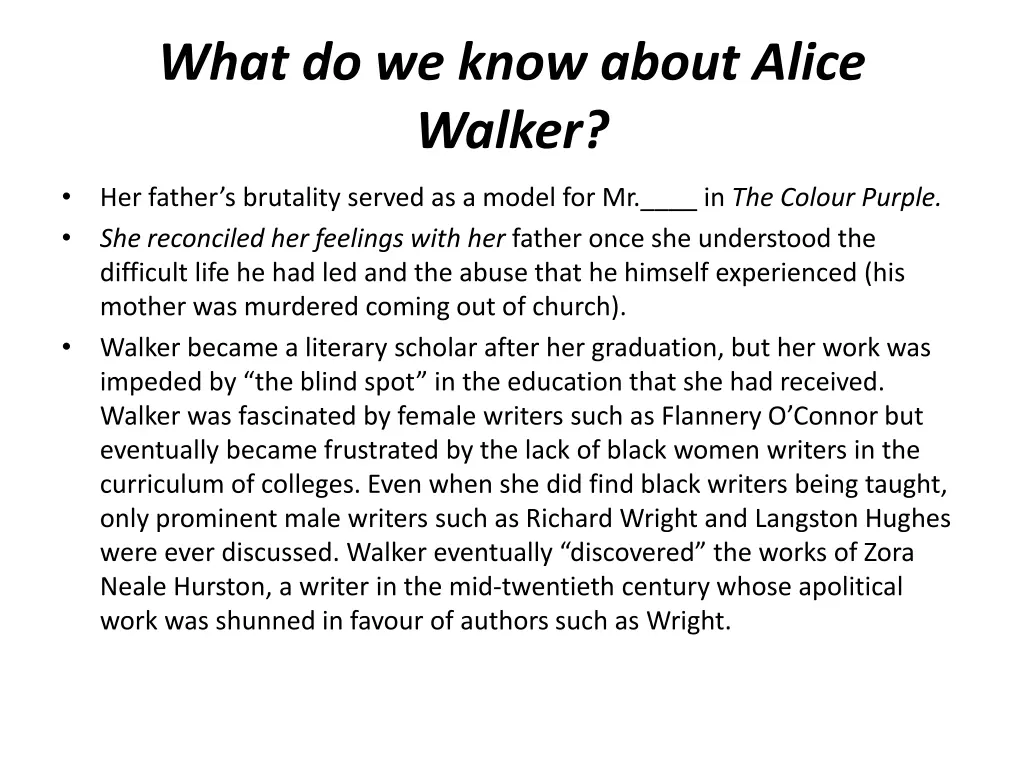 what do we know about alice walker