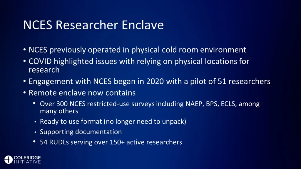 nces researcher enclave