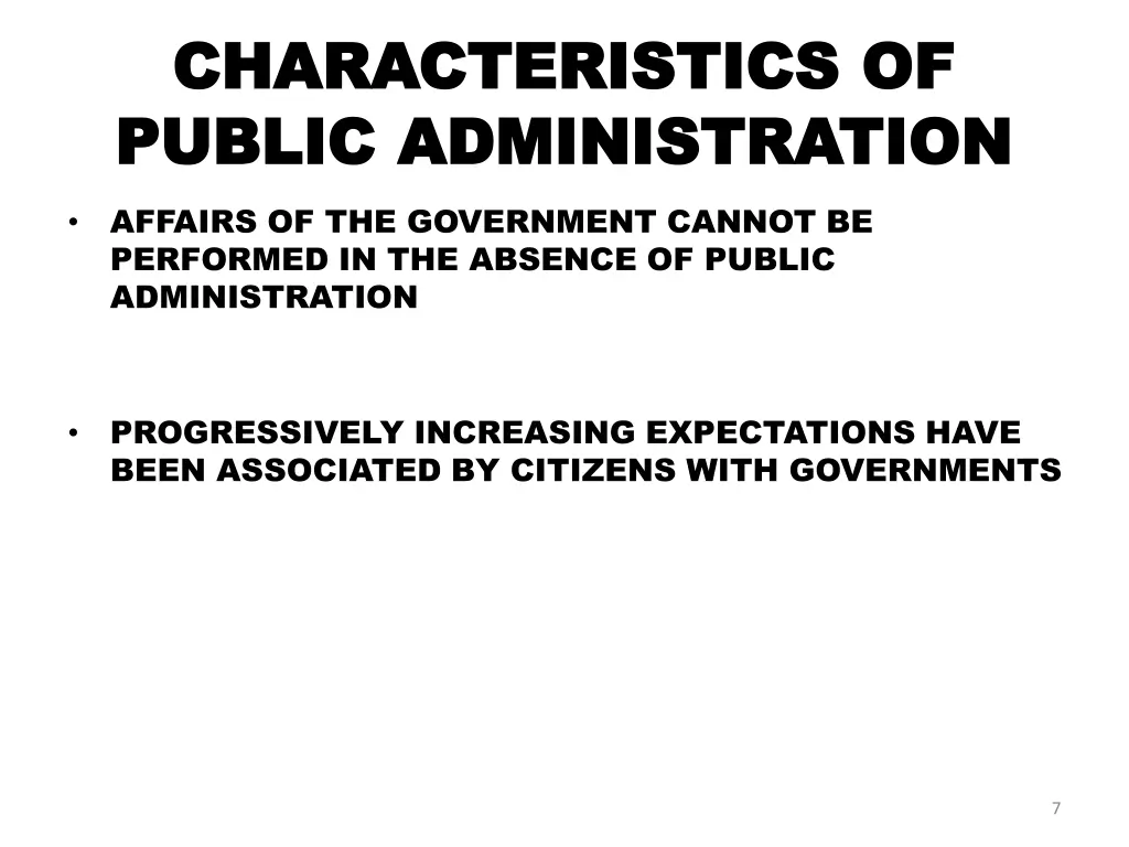characteristics of characteristics of public