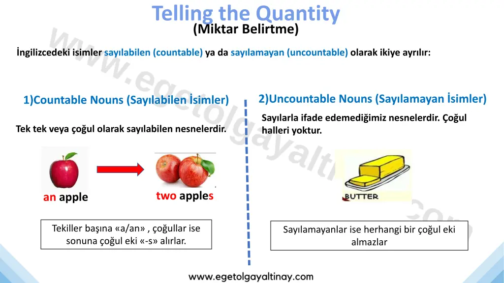 telling the quantity miktar belirtme 1