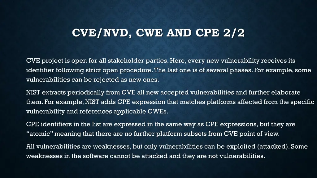 cve nvd cwe and cpe 2 2