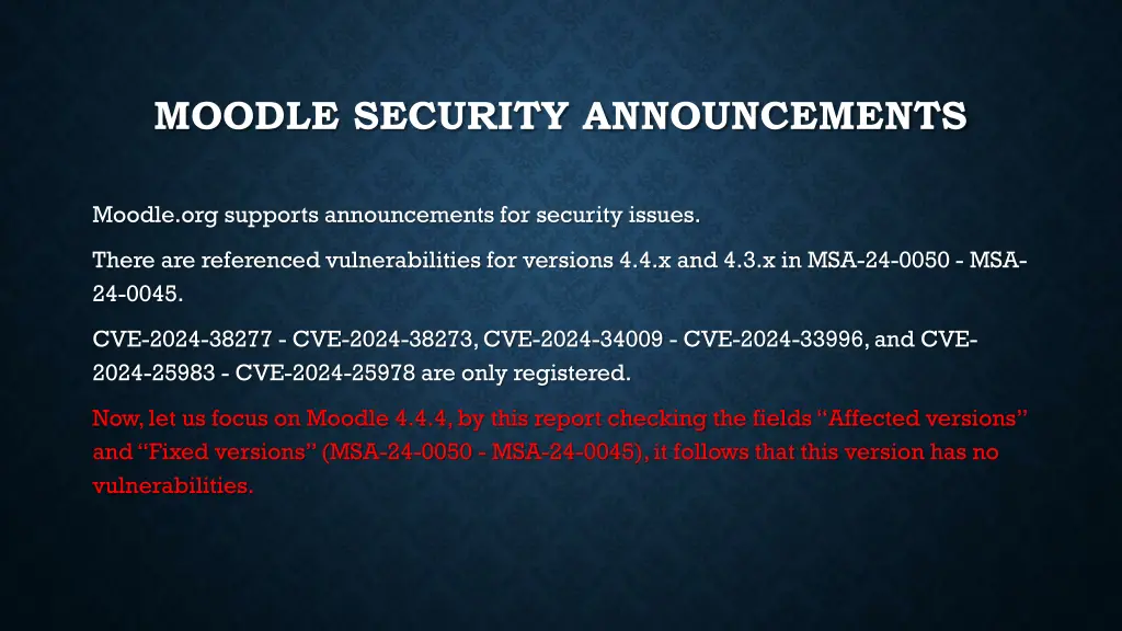 moodle security announcements