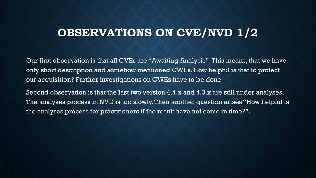 observations on cve nvd 1 2