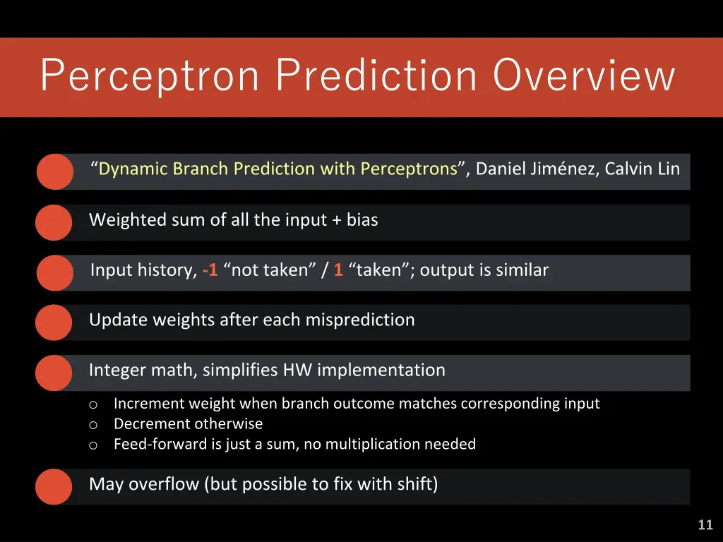 perceptron prediction overview