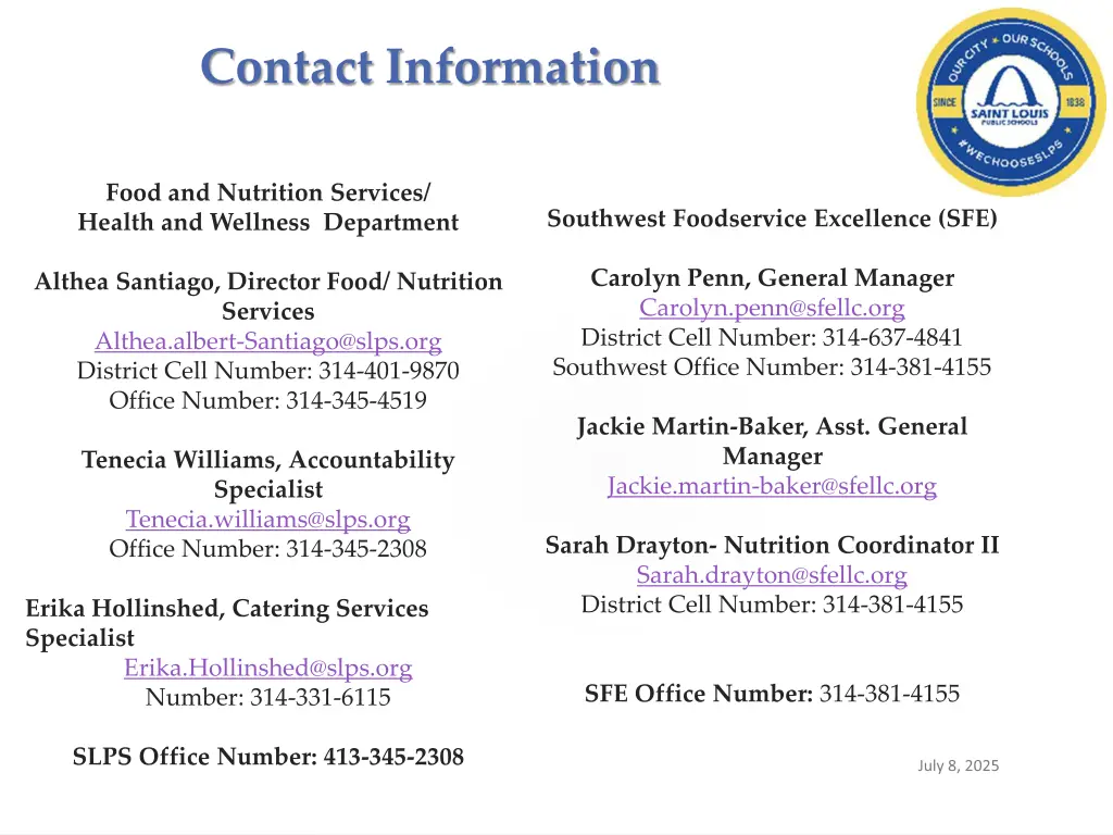 contact information