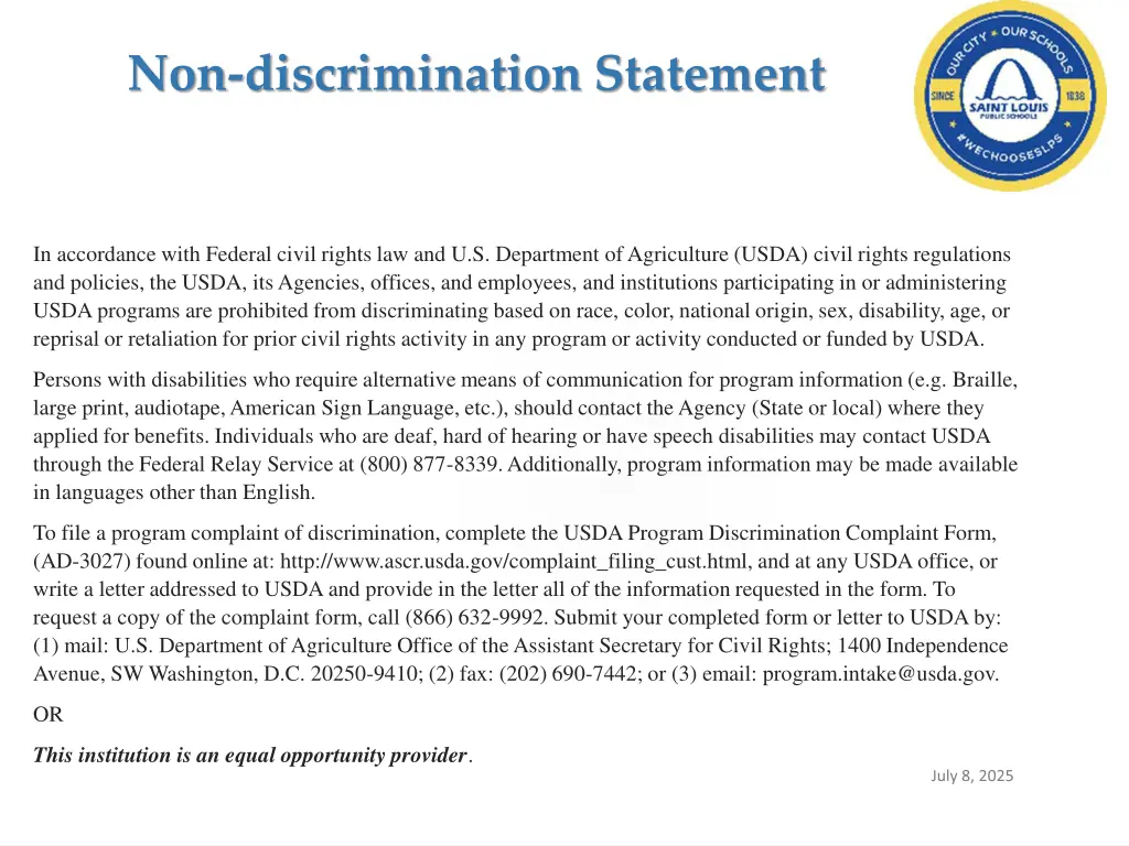 non discrimination statement