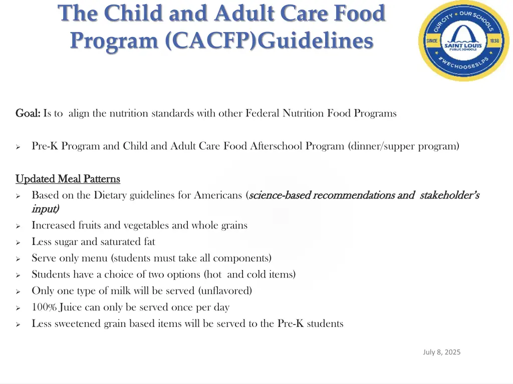 the child and adult care food program cacfp