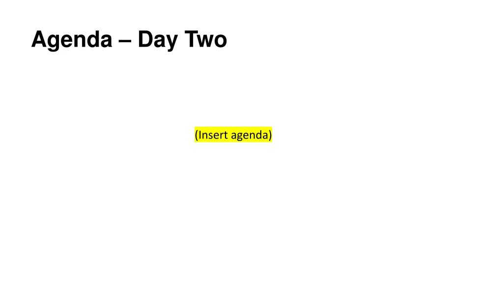 agenda day two