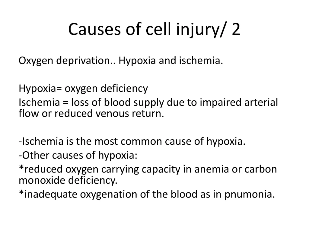 causes of cell injury 2
