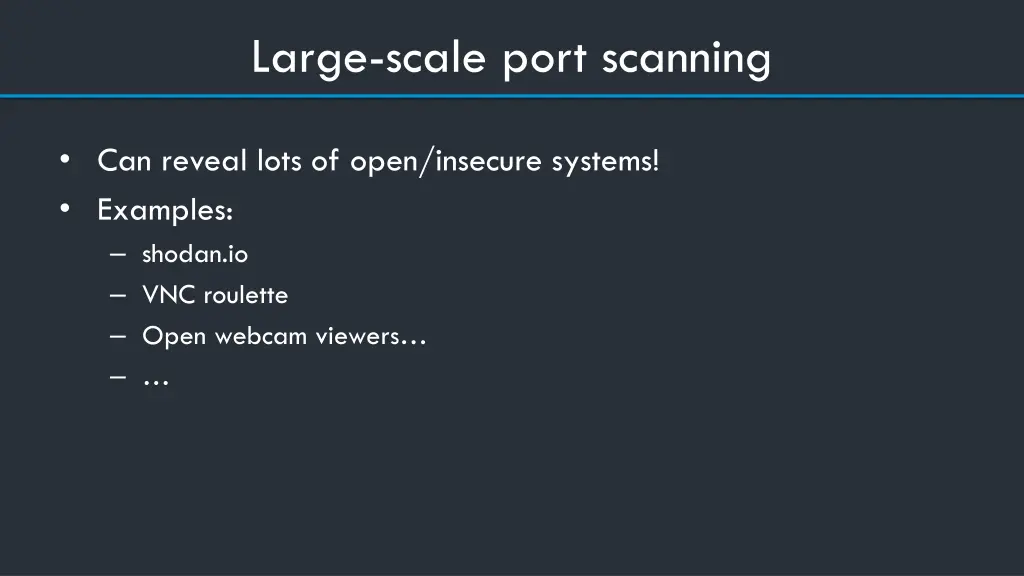 large scale port scanning