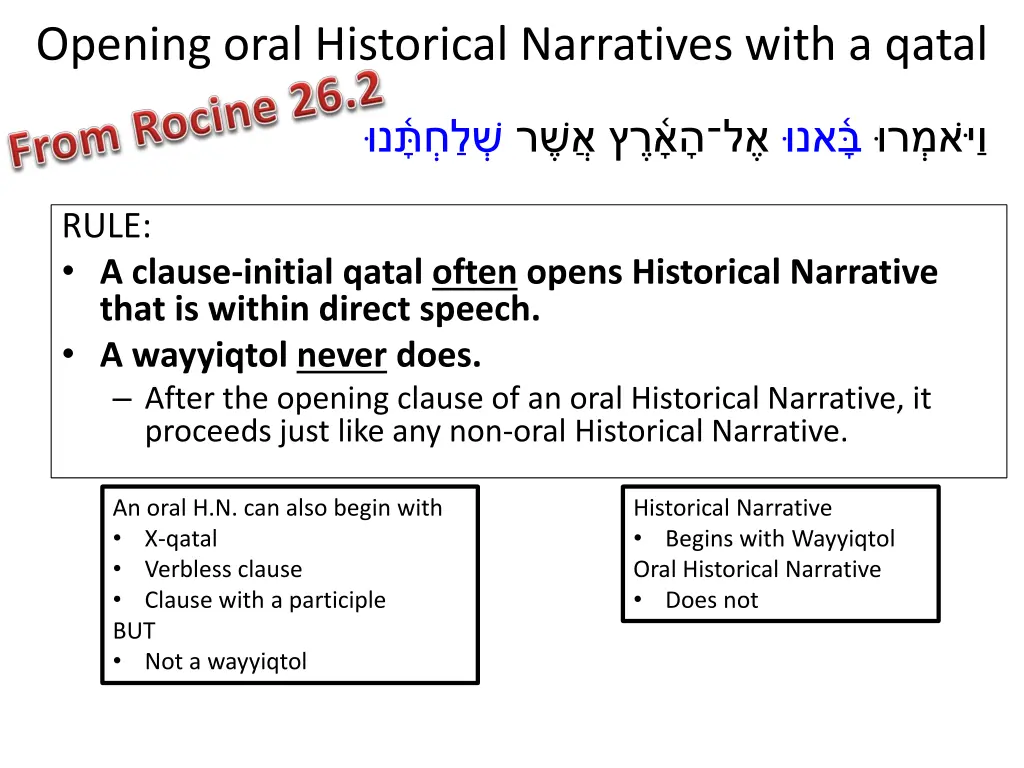 opening oral historical narratives with a qatal