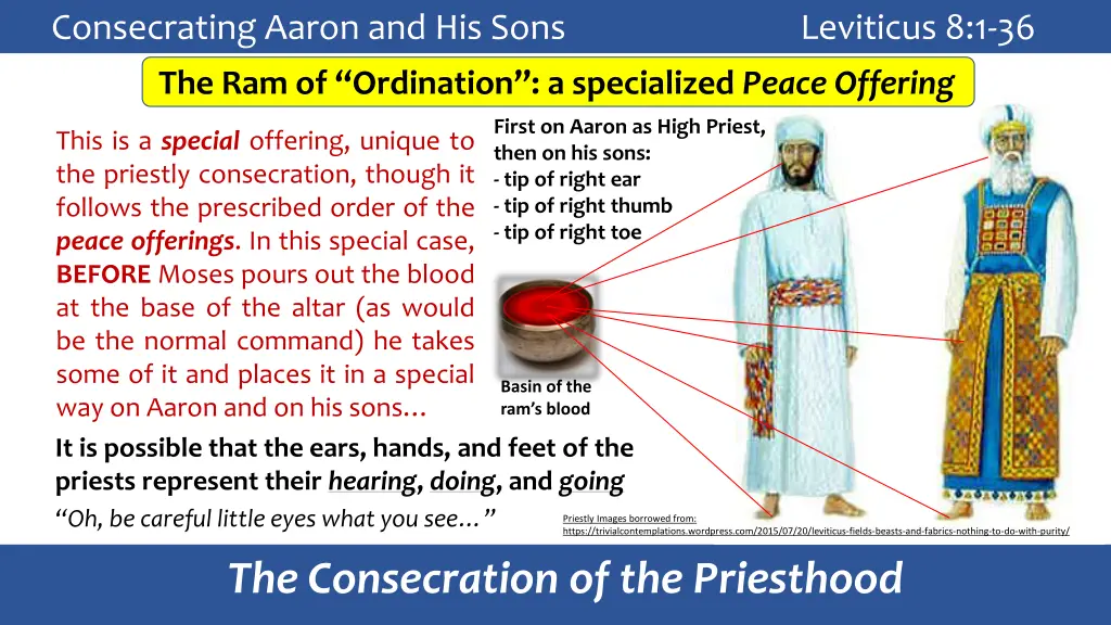 consecrating aaron and his sons leviticus 8 1 36 11