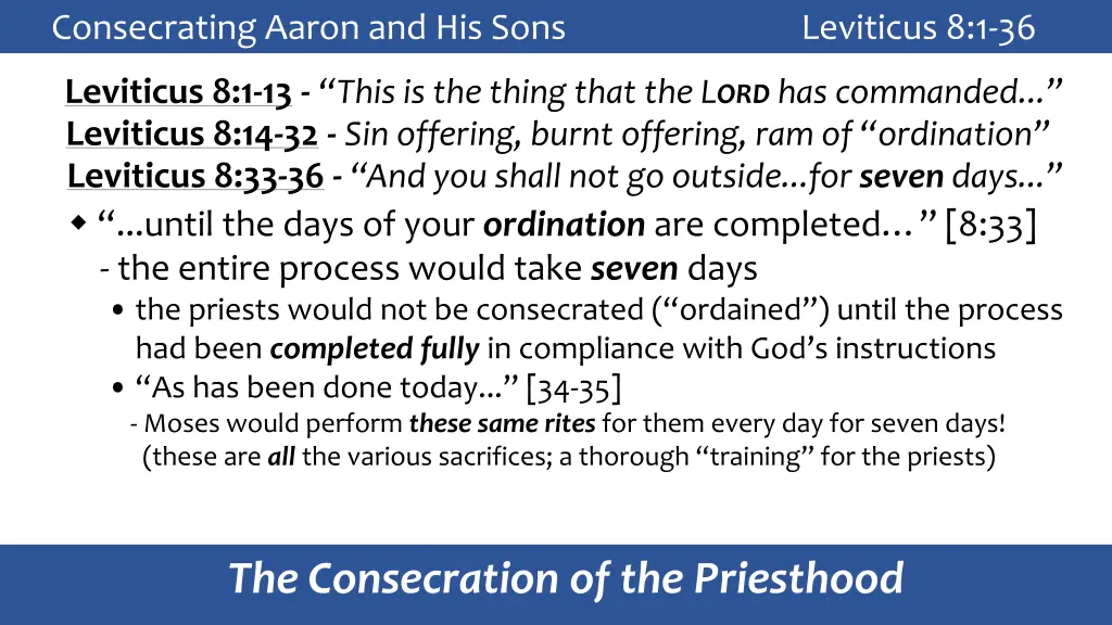 consecrating aaron and his sons leviticus 8 1 36 12