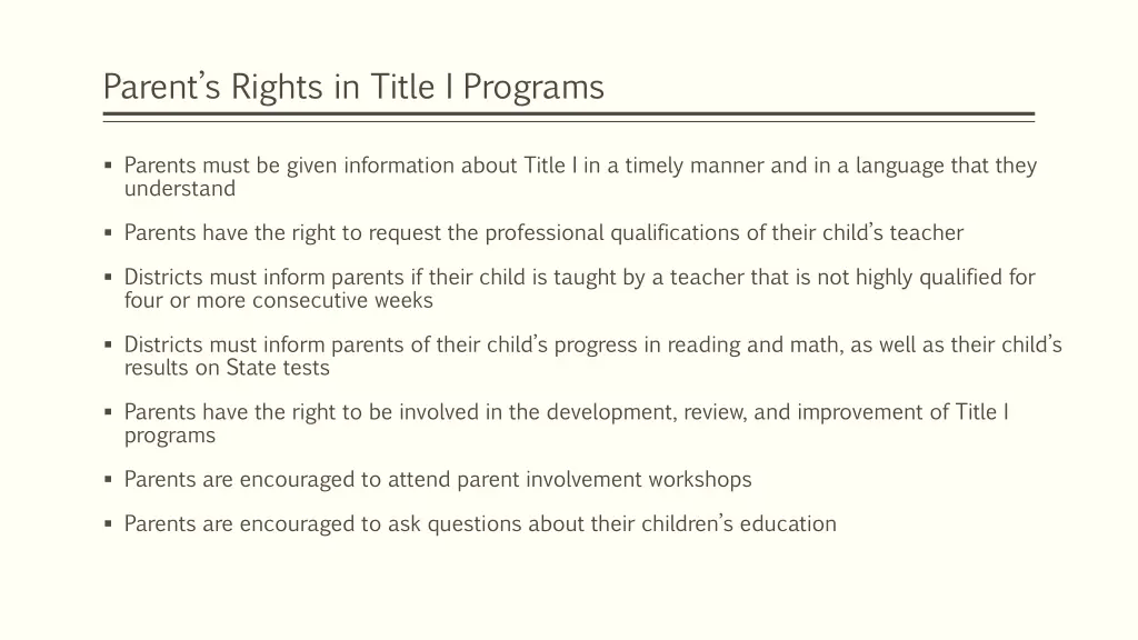 parent s rights in title i programs