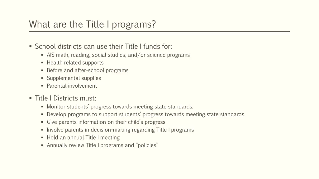 what are the title i programs