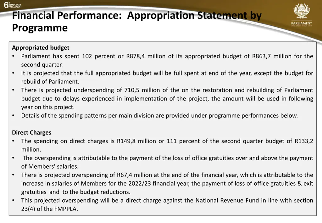 financial performance appropriation statement 3