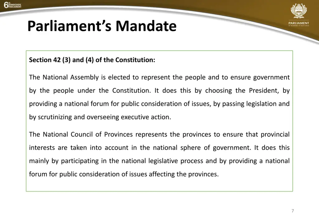 parliament s mandate