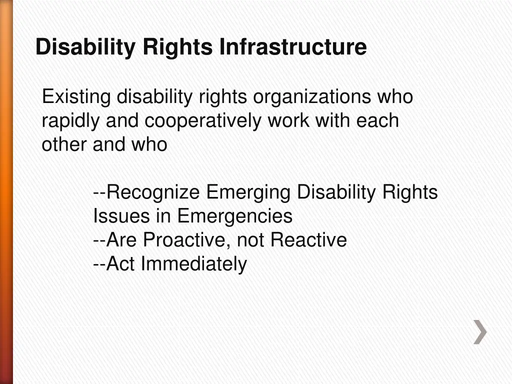 disability rights infrastructure