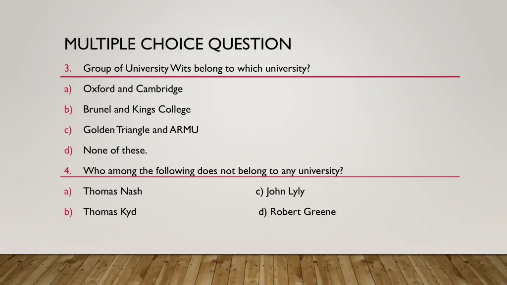 multiple choice question 1