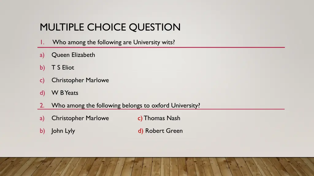 multiple choice question