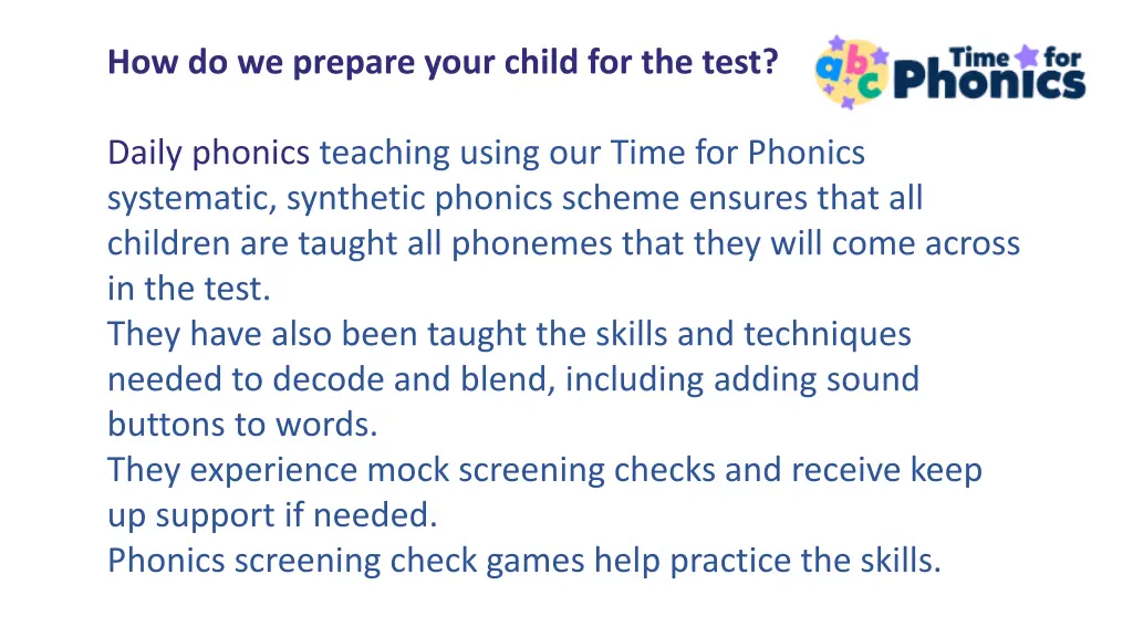 how do we prepare your child for the test