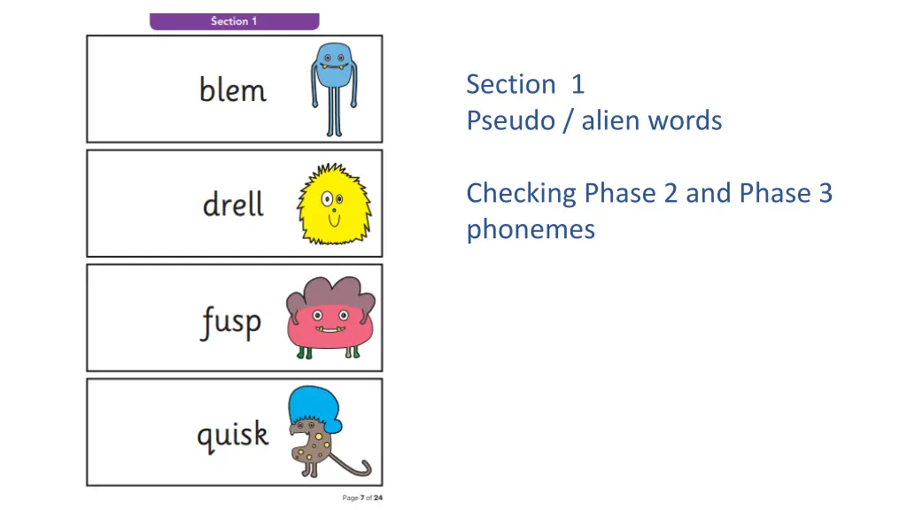 section 1 pseudo alien words