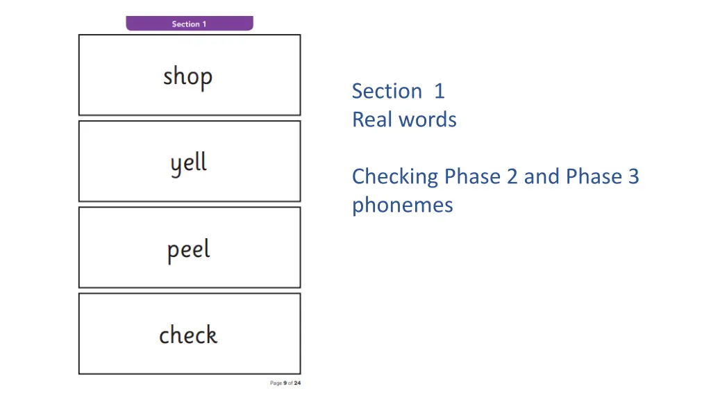 section 1 real words