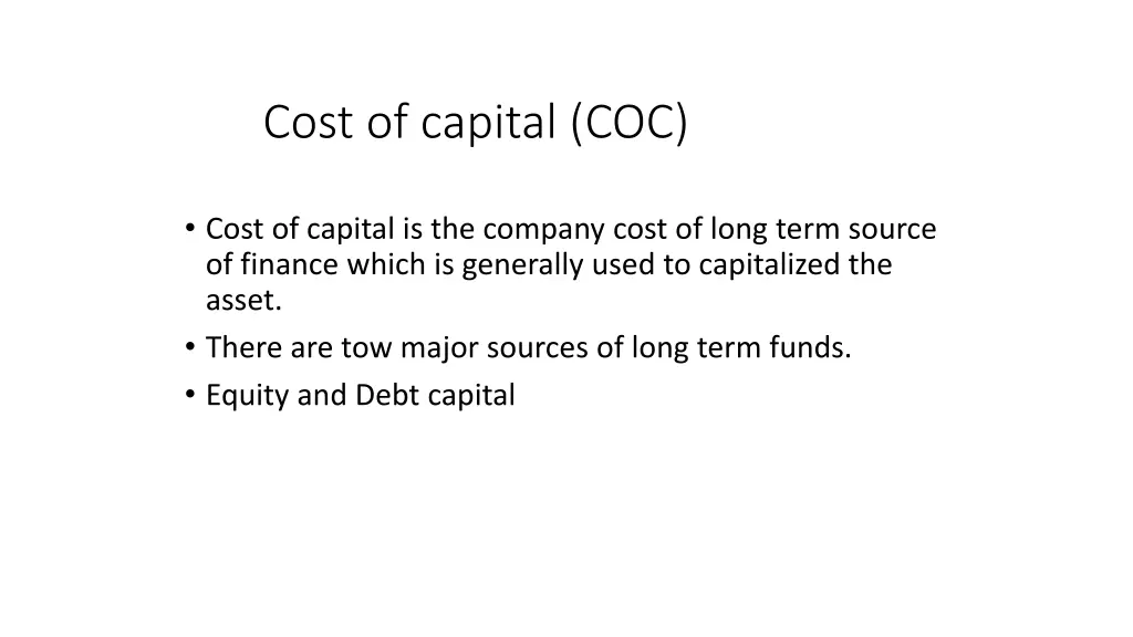 cost of capital coc