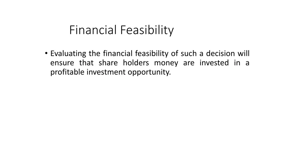 financial feasibility