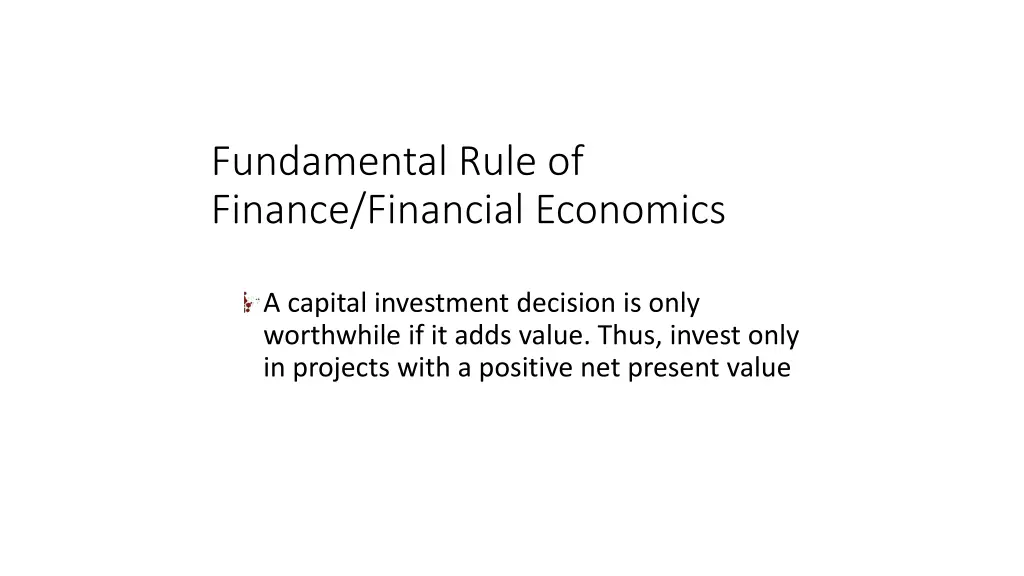 fundamental rule of finance financial economics