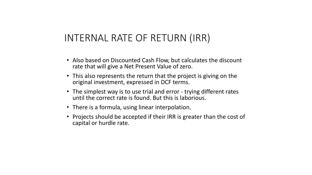 internal rate of return irr