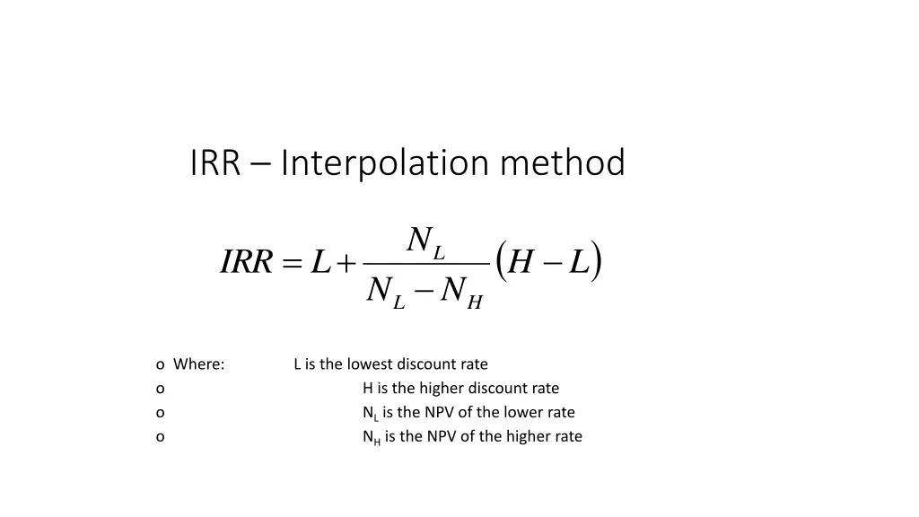 irr interpolation method