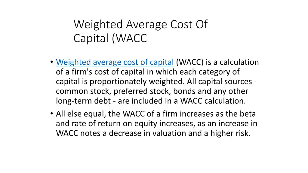 weighted average cost of capital wacc