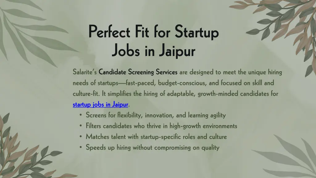 perfect fit for startup jobs in jaipur