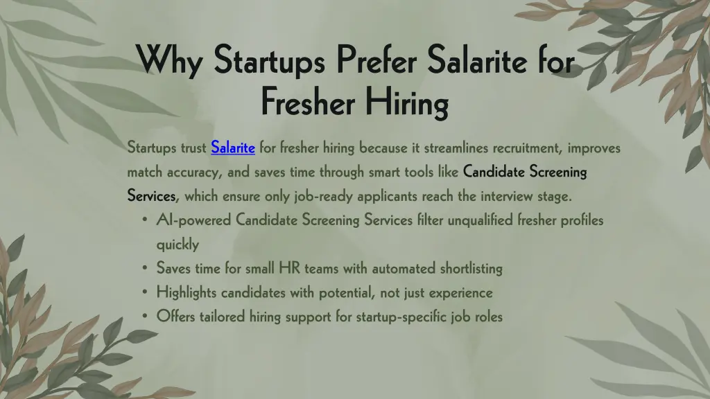 why startups prefer salarite for fresher hiring