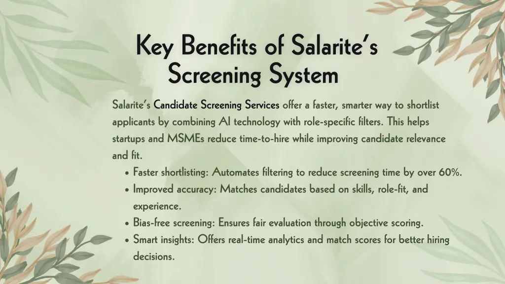 key benefits of salarite s key benefits