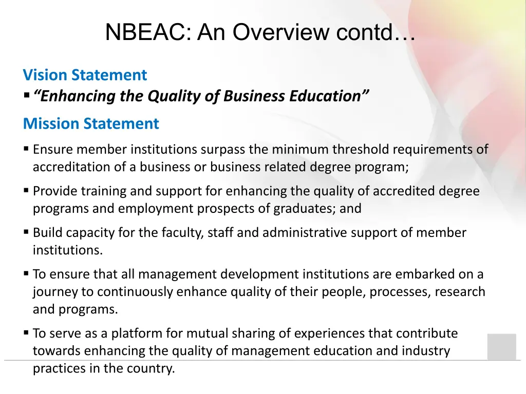 nbeac an overview contd 1