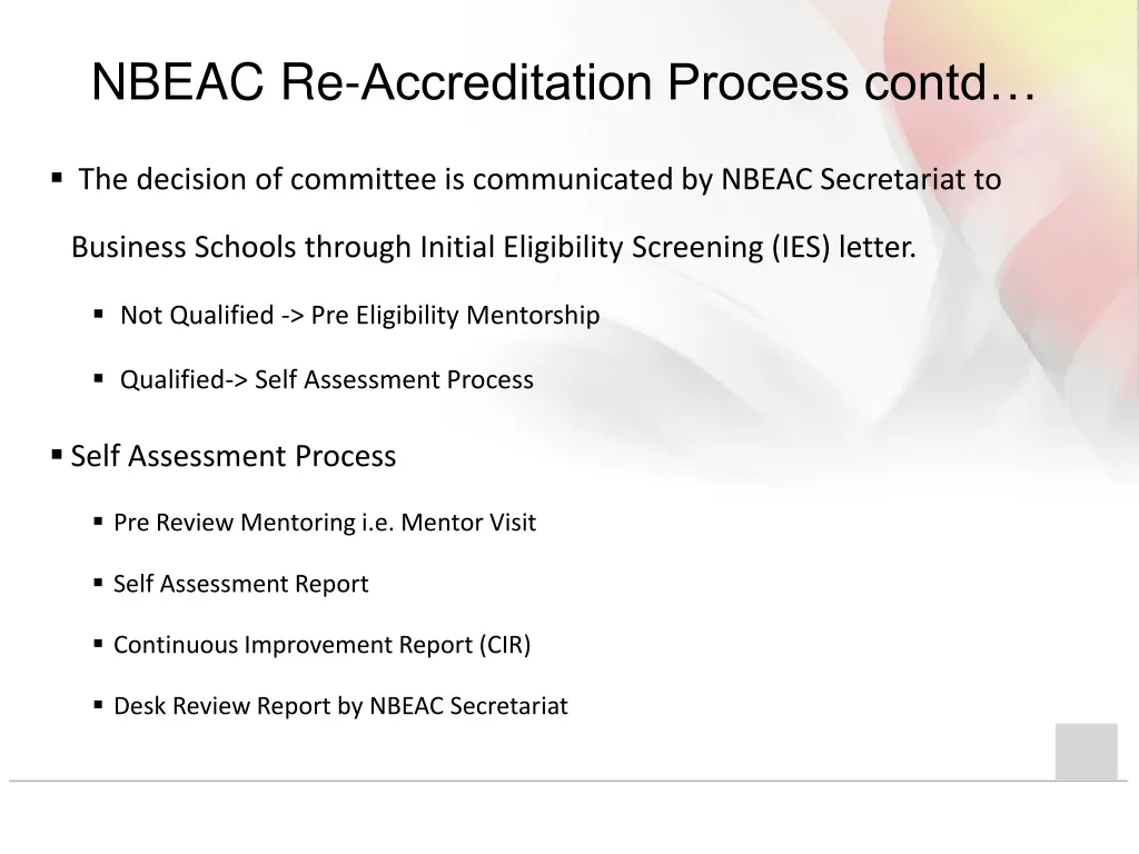 nbeac re accreditation process contd 1