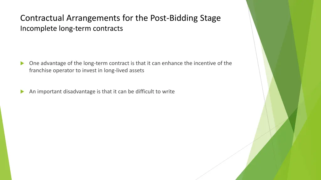 contractual arrangements for the post bidding 1