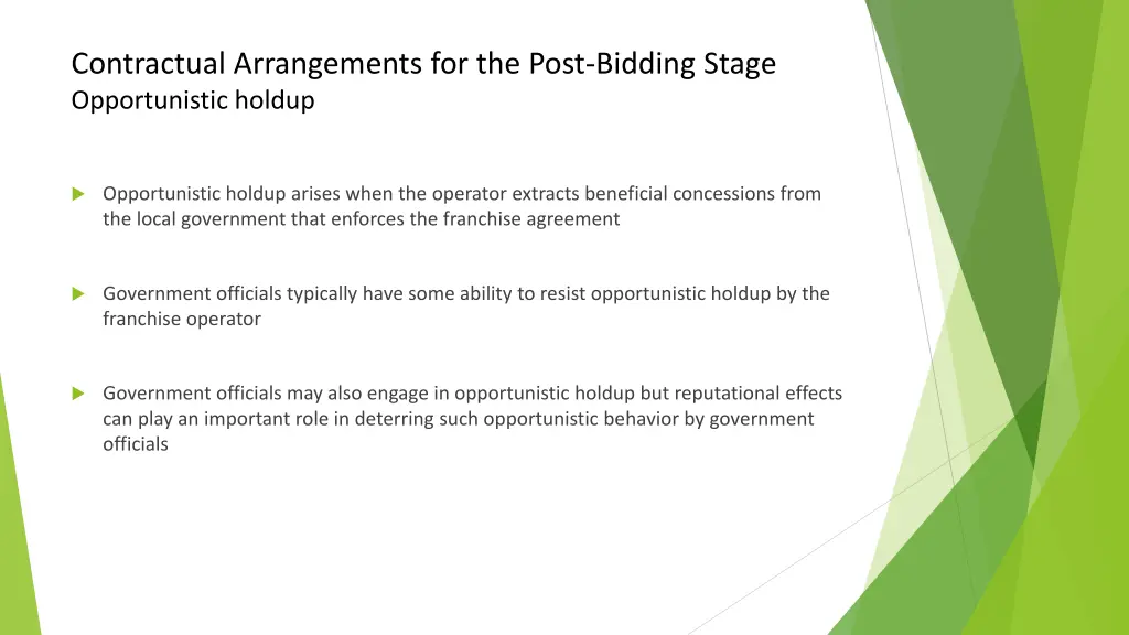 contractual arrangements for the post bidding 2