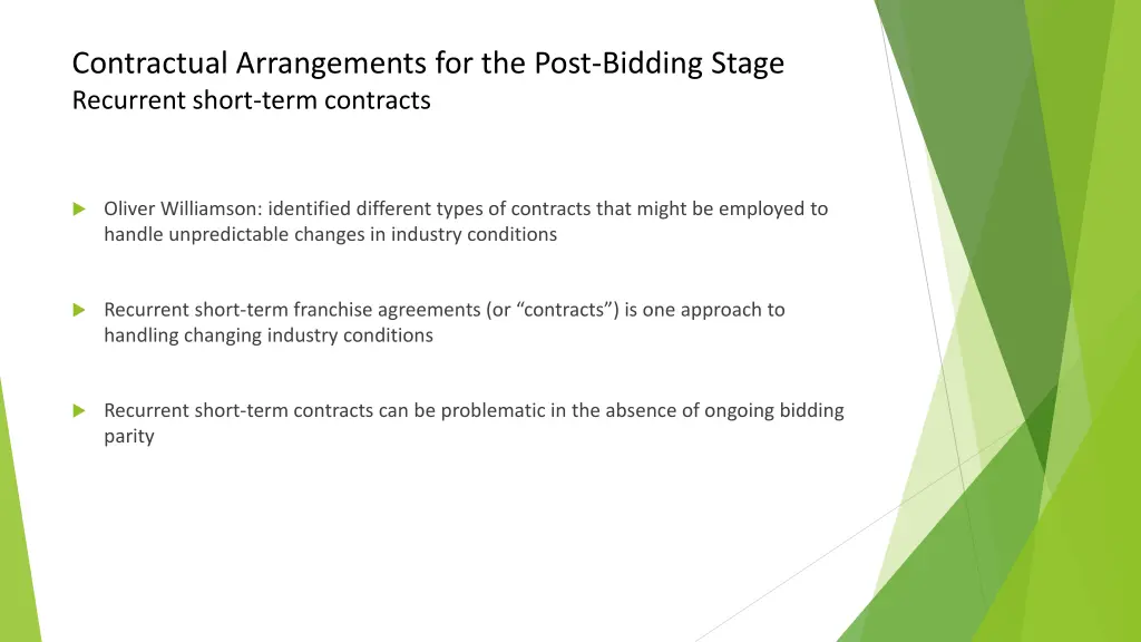 contractual arrangements for the post bidding