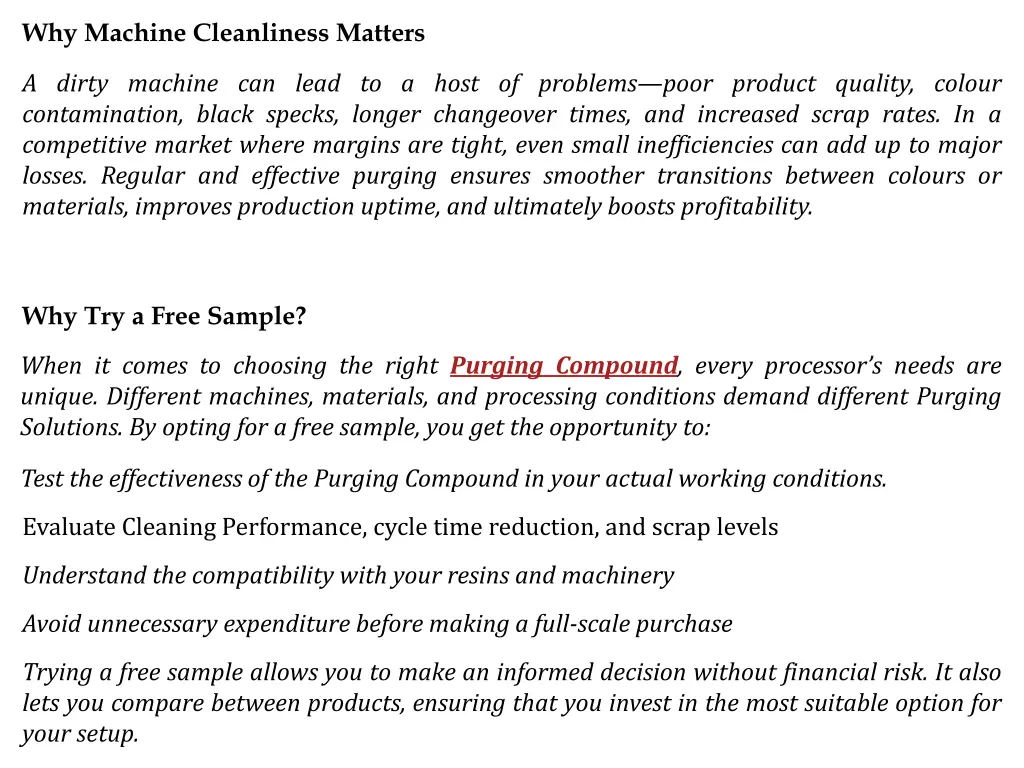 why machine cleanliness matters