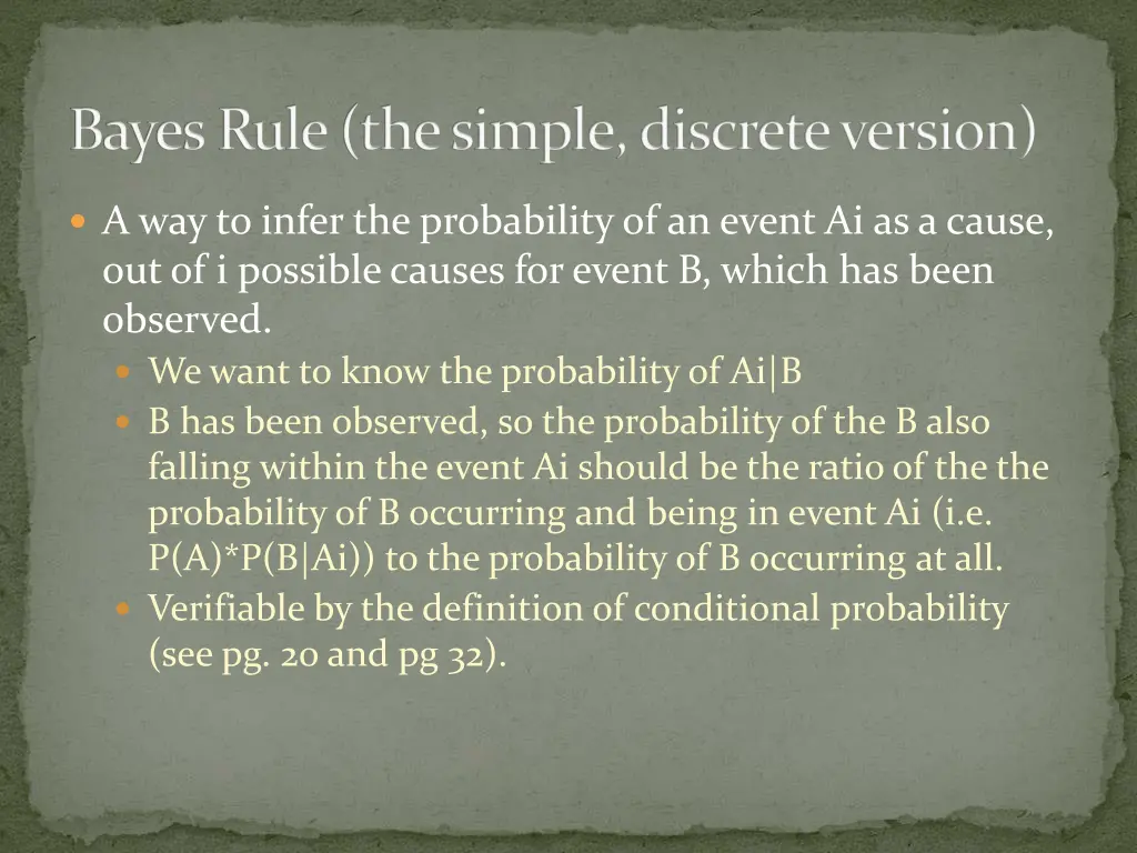 bayes rule the simple discrete version