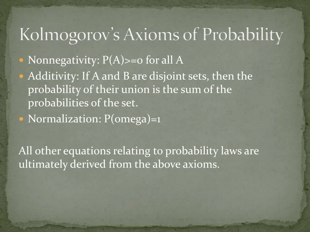 kolmogorov s axioms of probability