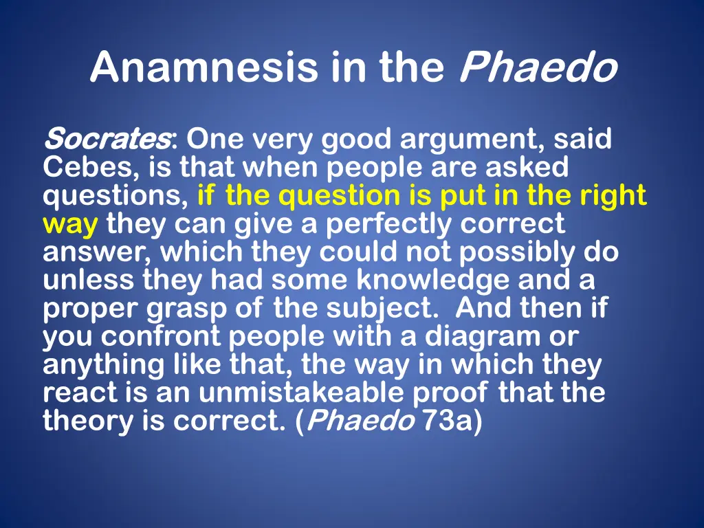 anamnesis in the phaedo